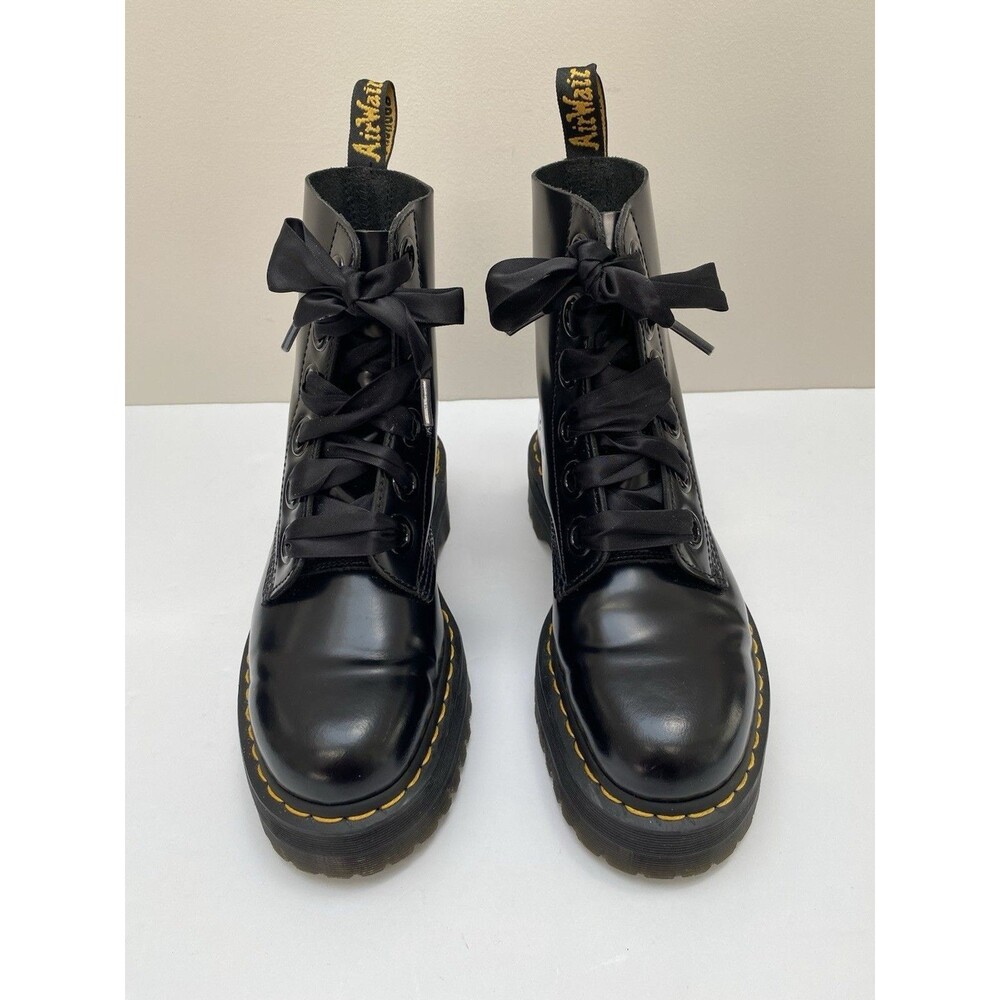 Dr. Martens Molly Women’s Size 8 Black Patent Leather Platform Ankle Boots - Picture 3 of 8